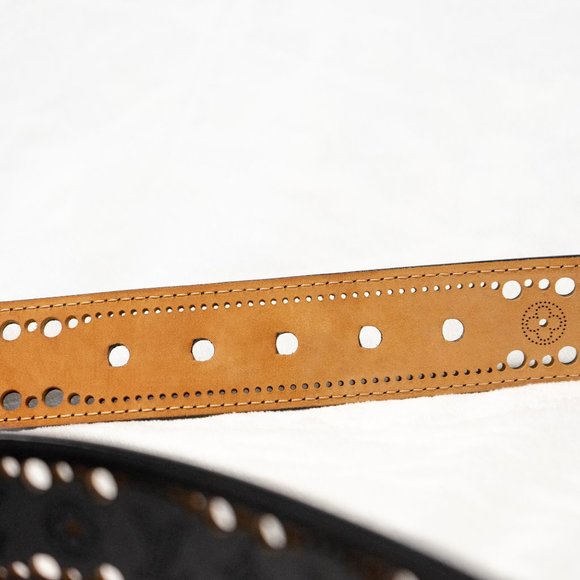 Louis Vuitton Black Perforated Leather Phoenix Belt Designer Size 90 | 36 - Picture 5 of 10